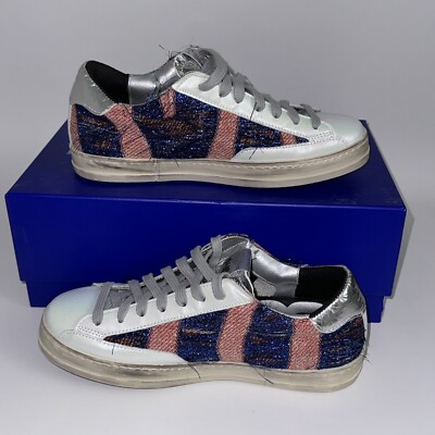 NEW P448 John Fashion Sneakers Blue Red Distressed Midsole Women 6 6.5 36  $295