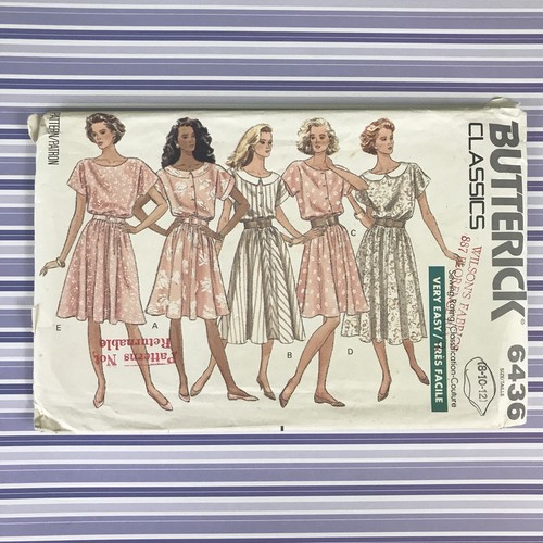 Uncut Vtg 1980s Misses Pullover Dress 8 10 12 Butterick 6436 Easy Loose Fit
