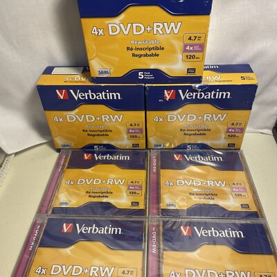 Verbatim DVD+RW 4.7GB 120min 4X Speed Jewel Case Discs Brand New And Sealed x19