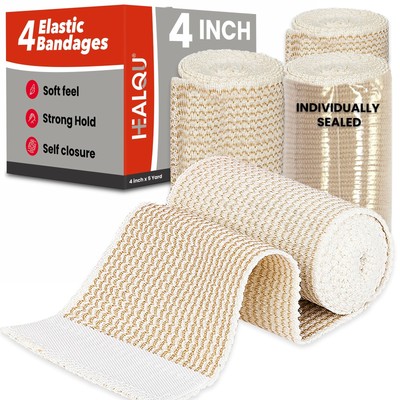 Premium Elastic Bandage - Self-Closure Compression Wrap for Legs, Knees, Ankl...
