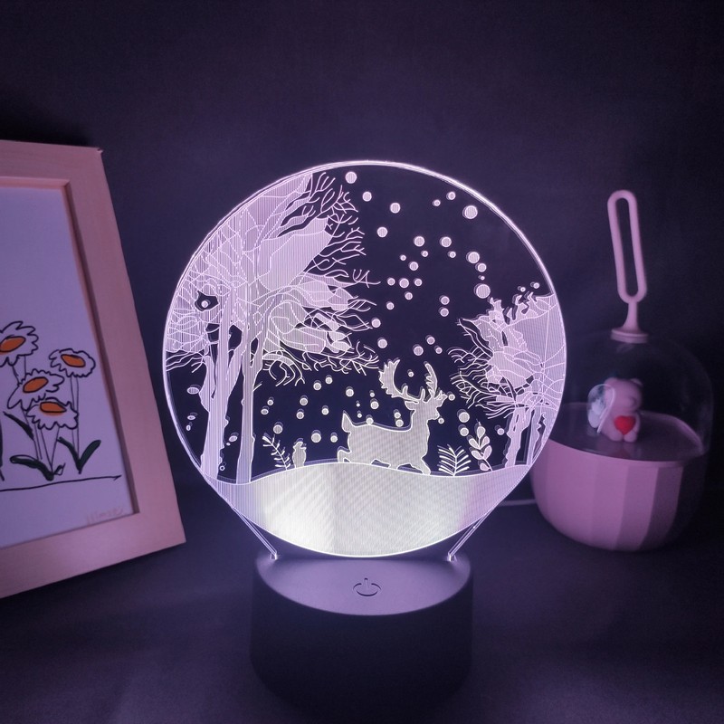Christmas Elk Snow in Winter Lava Lamps 3D LED RGB Battery USB Night Lights Birt