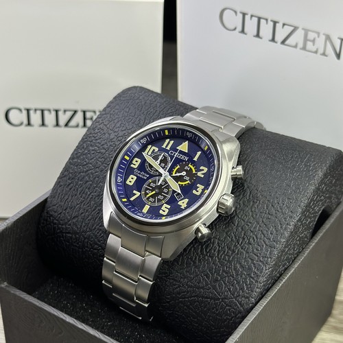 Pre-owned Citizen New✅titanium✅  Eco-drive Garrison Blue Number Dial Men's Watch At2480-57l