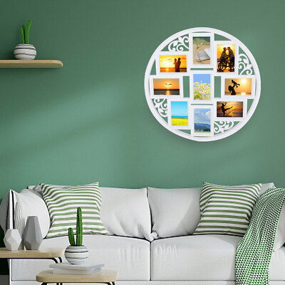 9 Opening Collage Frame For 4 X 6 Picture Frame Holds 9 Photos White Round