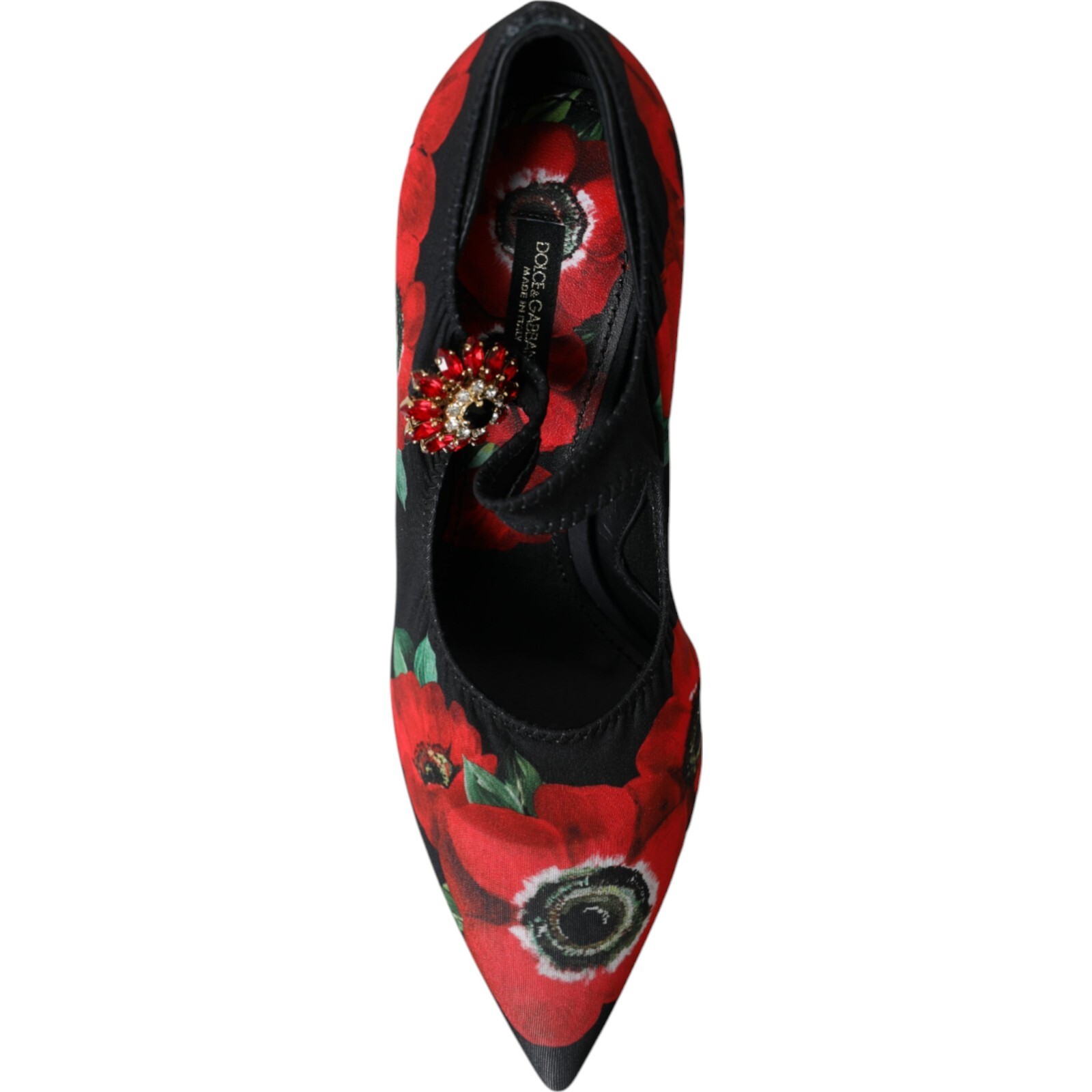 Pre-owned Dolce & Gabbana Shoes Black Floral Crystal Mary Jane Pumps Eu39 / Us8.5 1050usd