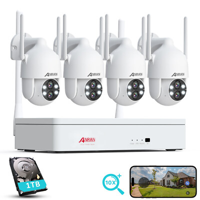 Wireless Security Camera System CCTV System 8CH 3MP NVR 10X PTZ 2-Way Audio 1TB