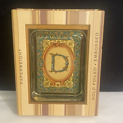 NEW IN BOX!  Punch Studio Gold Foiled Embossed Paperweight Monogram Initial D