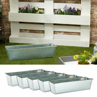 6x Pflanzkasten Blumenkasten für Europalette 38x13cm Blumenkübel Einsatz Zink