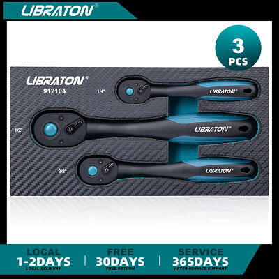 Libraton Heavy Duty Ratchet Set 1/4'' 3/8'' 1/2'' Drive Ratchet Handle Reversible