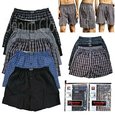 Men Knocker Boxer Trunk 3 6 12 Pack Lot Plaid Shorts Checkered Underwear Briefs 