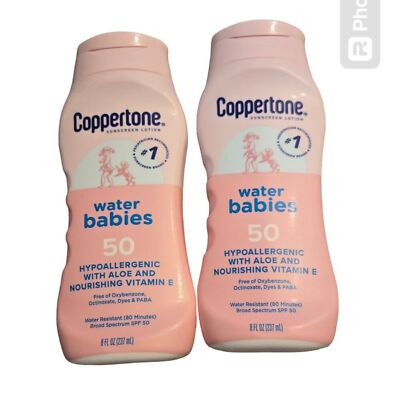 Copper Tone Water Babies 50 Sunscreen Lot of 2  Hyperallergenic