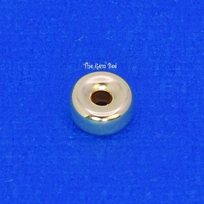 5mm LARGE 14k Solid Yellow Gold Smooth Donut Rondelle Bead Spacer (1)