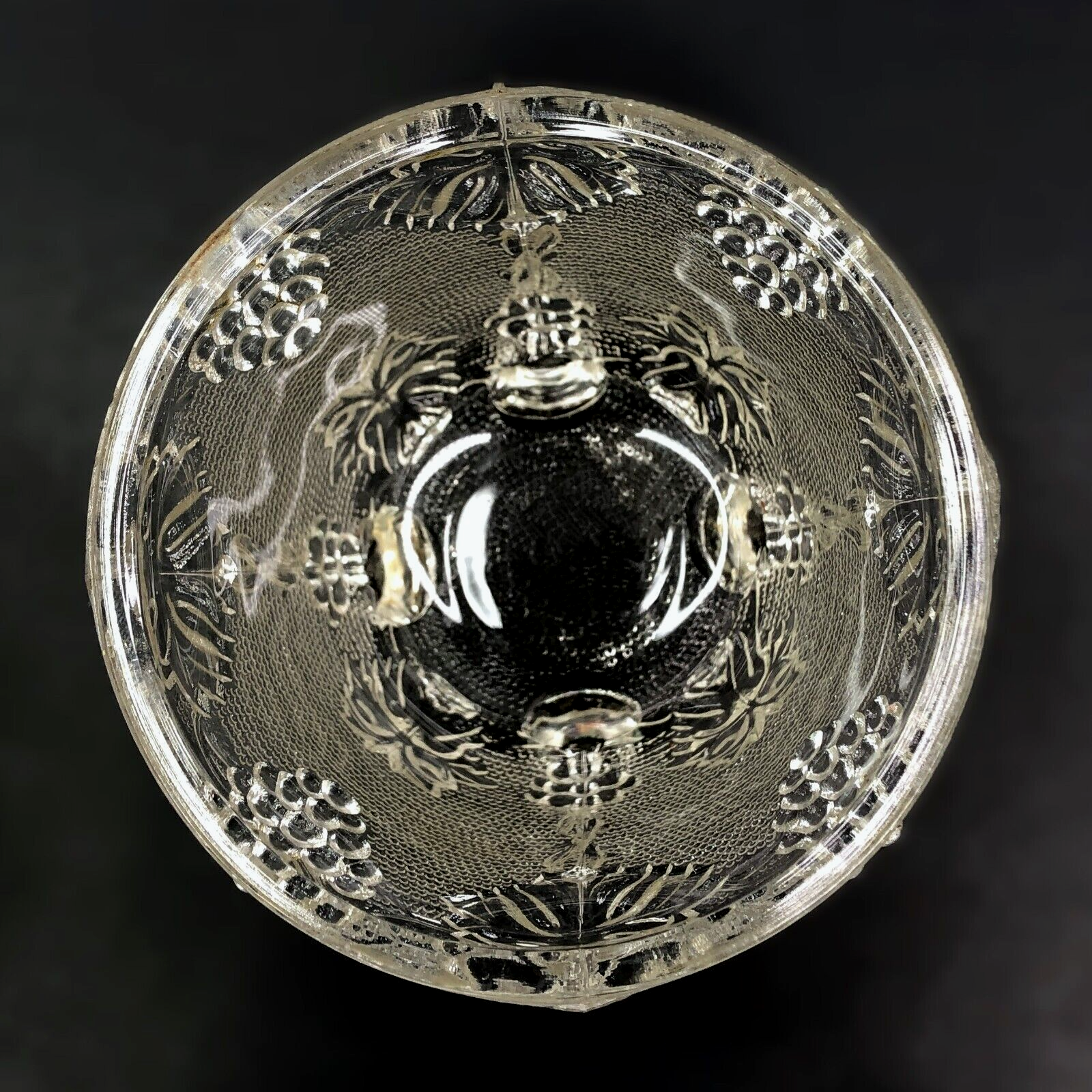 Vintage Jeannette Clear Glass Footed Candy Dish w/Lid Harvest Grape