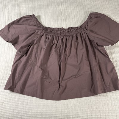 Gap Top Womens XL Ruffle Flutter Sleeve Classic Boho Smocked Peppercorn Neutral