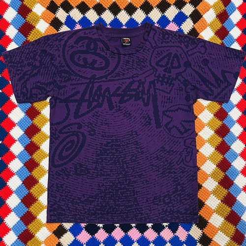 Vintage Early 2000s Y2K Stussy All Over Print AOP Skull
