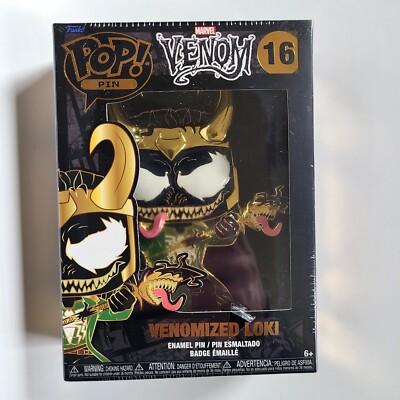 Marvel Venomized Loki Enamel Pop Pin. Venom 16 New In Package. Funko Pop Badge