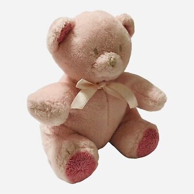 Little Wonders Pink Teddy Bear With Rattle Plush Bow Soft Stuffed Animal HTF