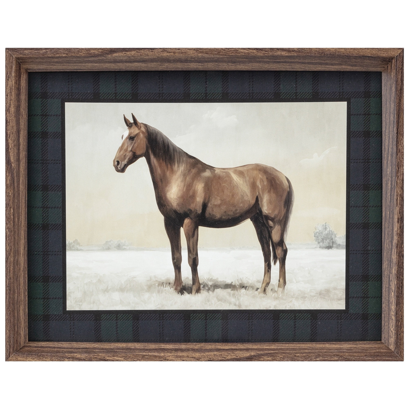 Brown Winter Horse Framed Wall Art 14X11