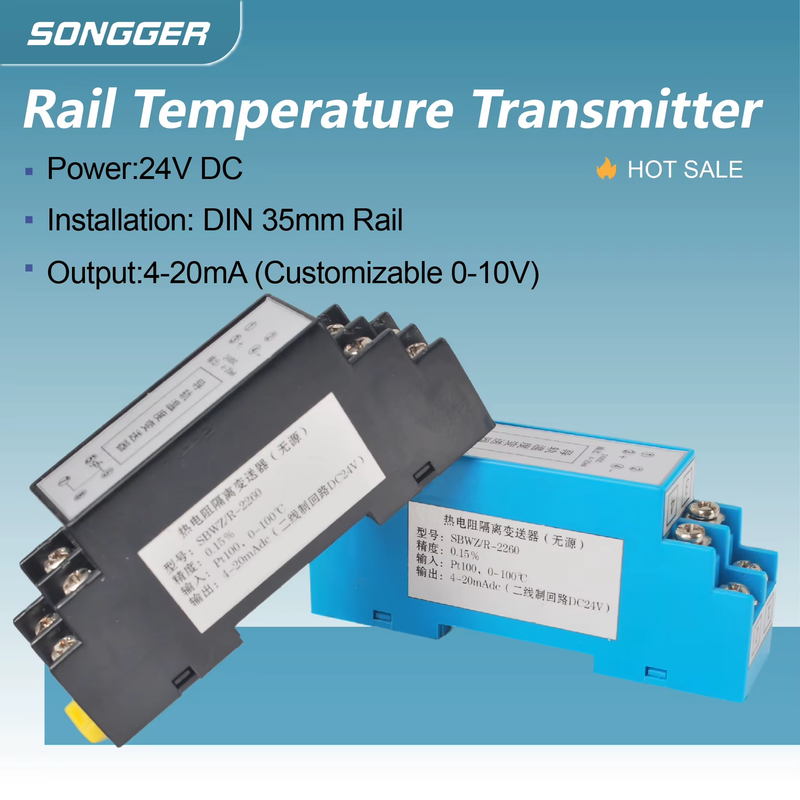 DIN Rail PT100 RTD Temperature Transmitter 4‑20mA 24V Module for PLC DCS System