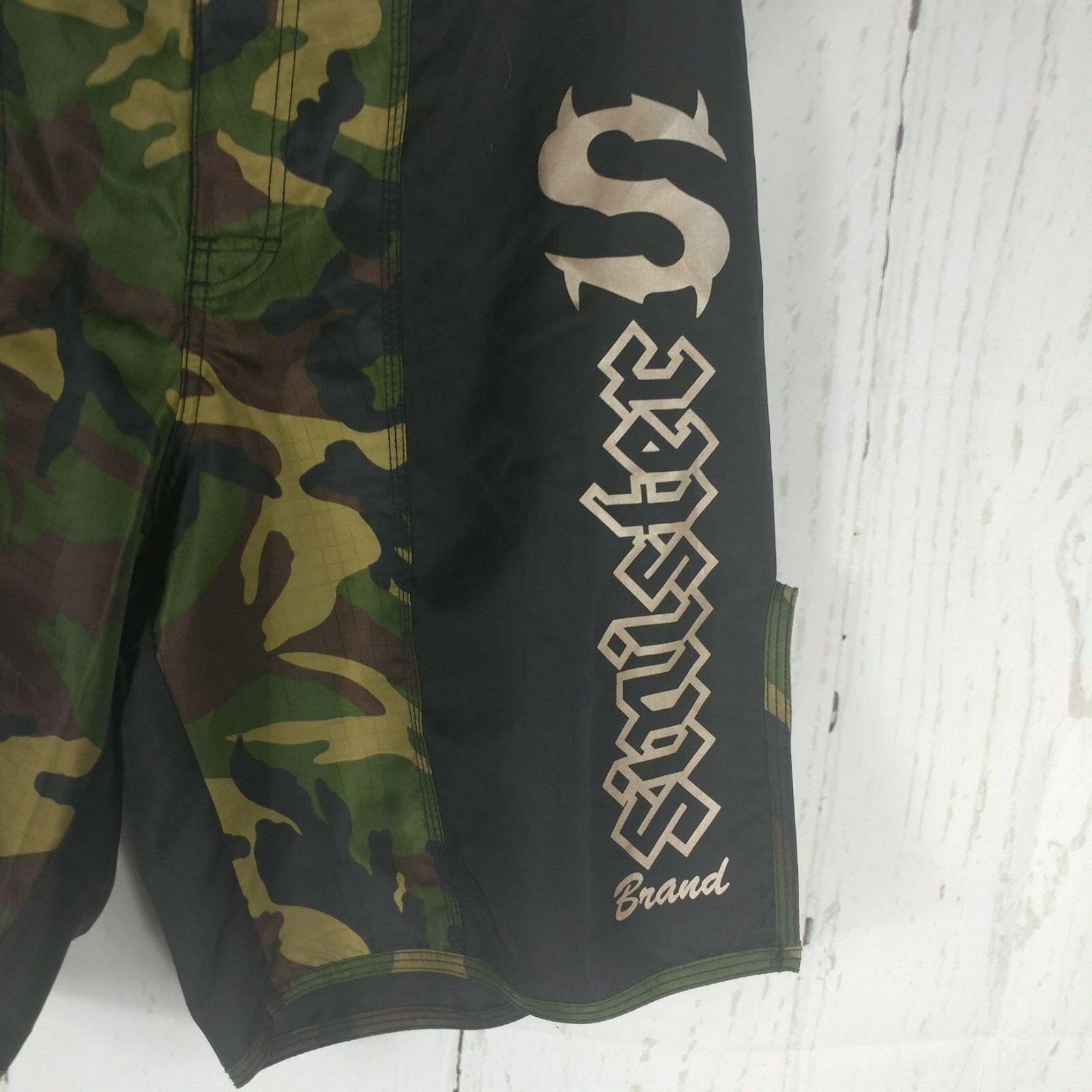 Men's Sinister Brand Shorts Black Camo MMA Jiu Jitsu Muay Thai Size 34 UFC