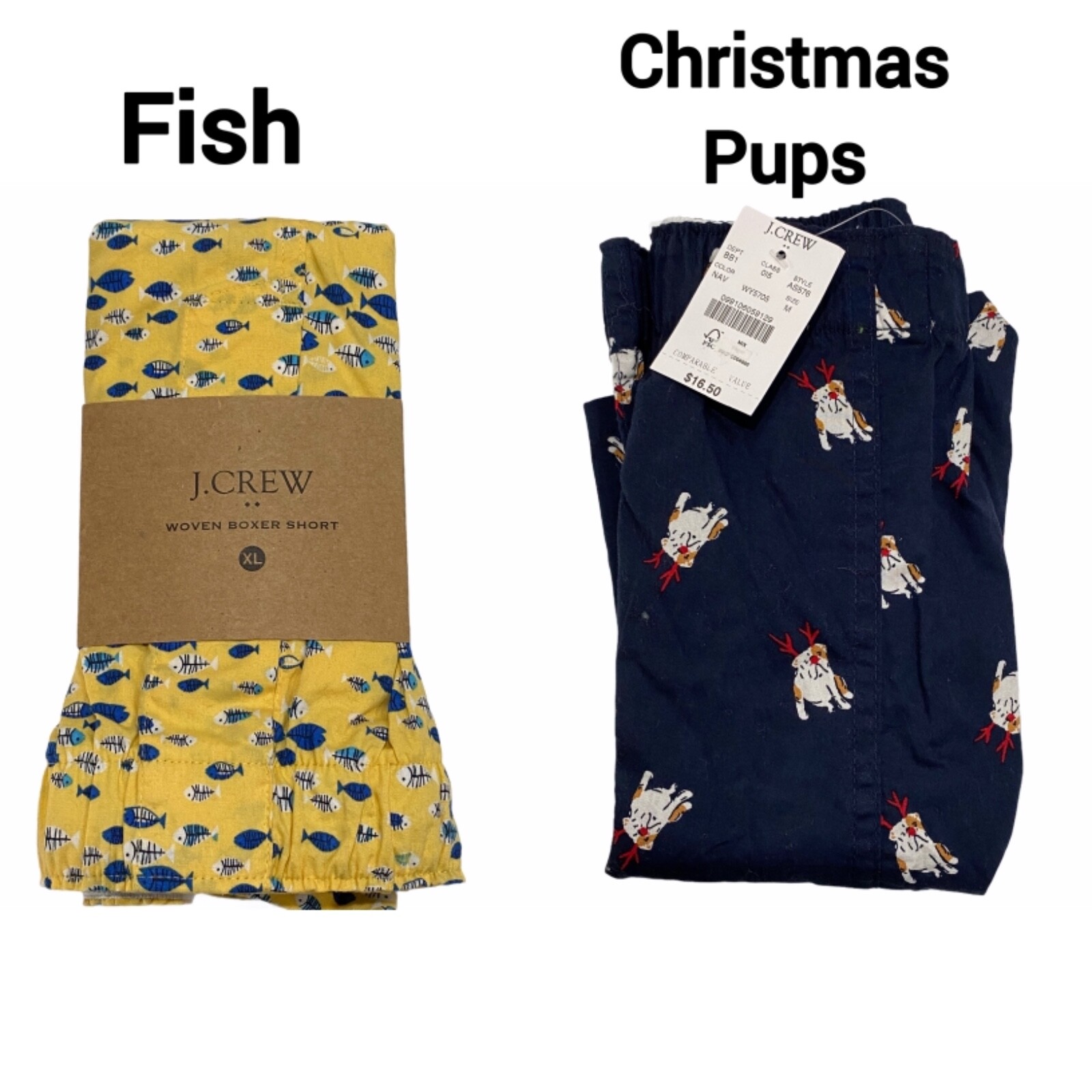 NWT J CREW Boxer Underwear Sz XS-S-M-L-XL-XXL Checks Stars Fish Sharks #J3