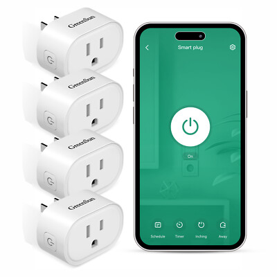 4x GreenSun WLAN Smart Socket MINI Wireless WiFi Smart Plug Alexa Google Home