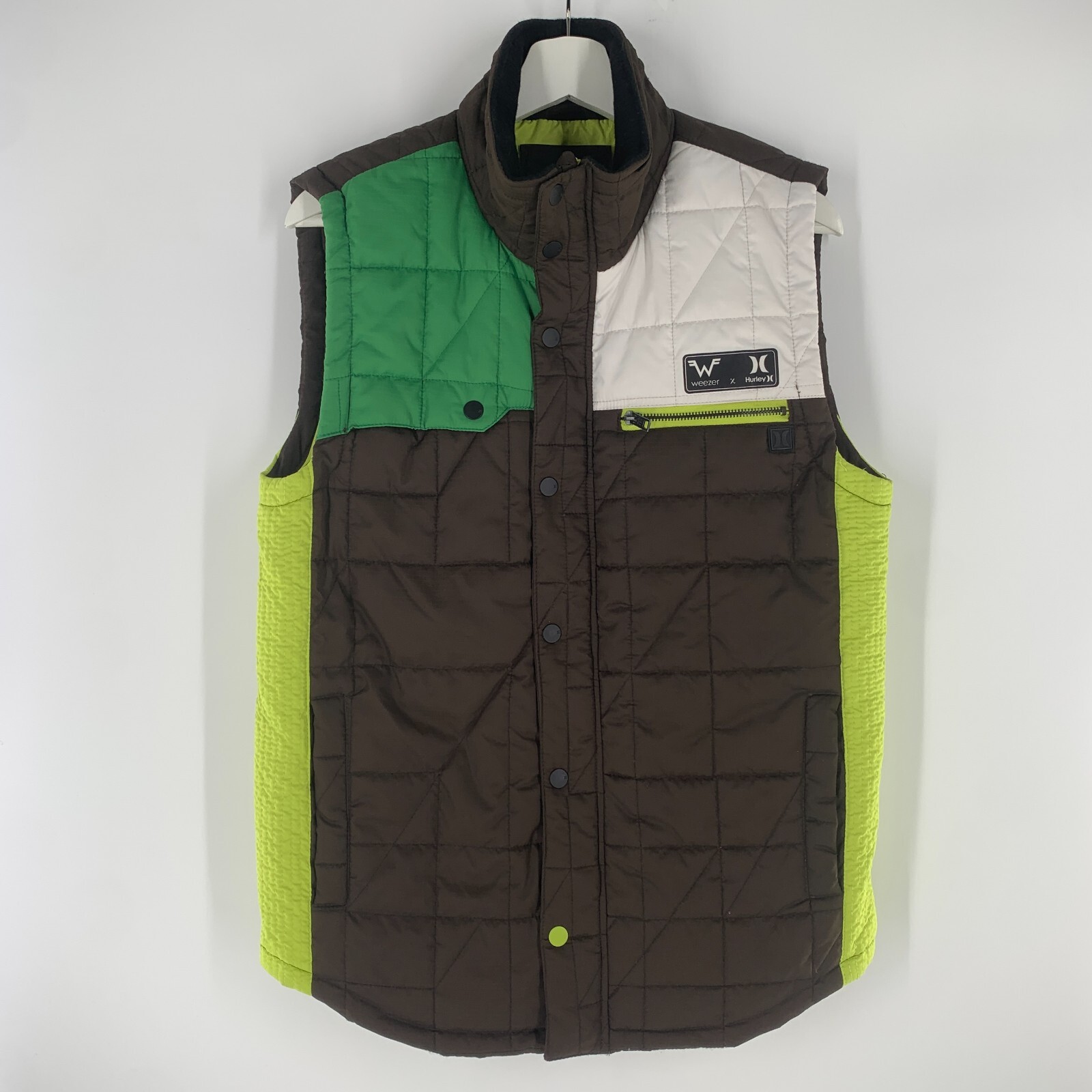 Hurley x Weezer Color Block Full Zip Quilted Puffer Vest