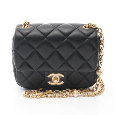 CHANEL Mini Matelasse Chain Shoulder Bag AS3849 Lamb leather Black