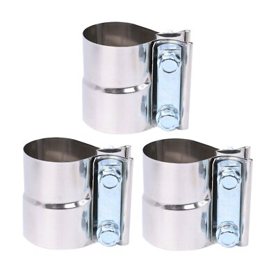 3pcs 3'' Stainless Steel Band Exhaust Clamps Step for Catback Muffler Pipe