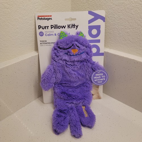 Petstages Plush Purr Pillow Kitty Cat Toy Touch Activated Calming Works