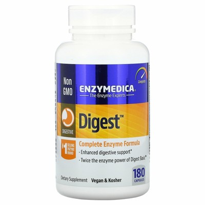 Enzymedica Digest Complete Enzyme Formula 180 Капсулы без казеина, без молочных продуктов,