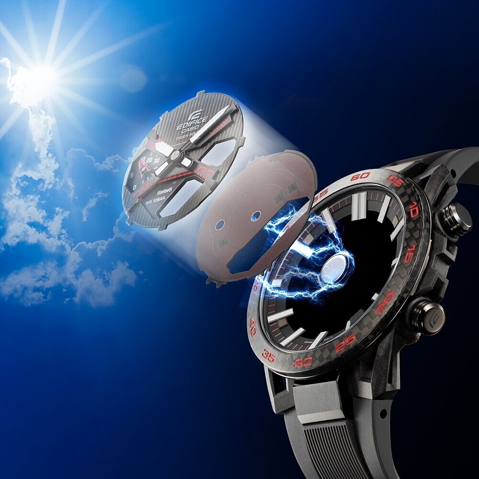 Pre-owned Casio Edifice Sospensione Ecb-2000pb-1a Tough Solar Bluetooth Carbon Case Watch In Dark Gray