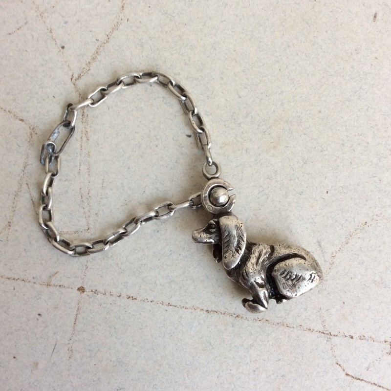 Porte-CléS Argent Chien Assit Bijou Vintage