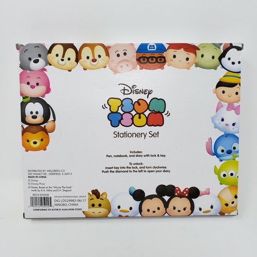 Disney Tsum Tsum Stationary Set Pen Notebook Diary Lock Key Mickey Minnie New