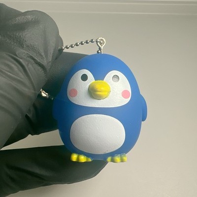 Blue Penguin Bird Squishy Charm Keychain Ball Chain Japan Collectible Kawaii