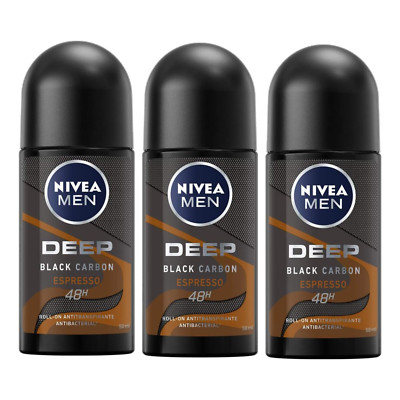 NIVEA MEN DEEP BLACK CARBON ESPRESSO ROLL ON 50 ML 3 PACK