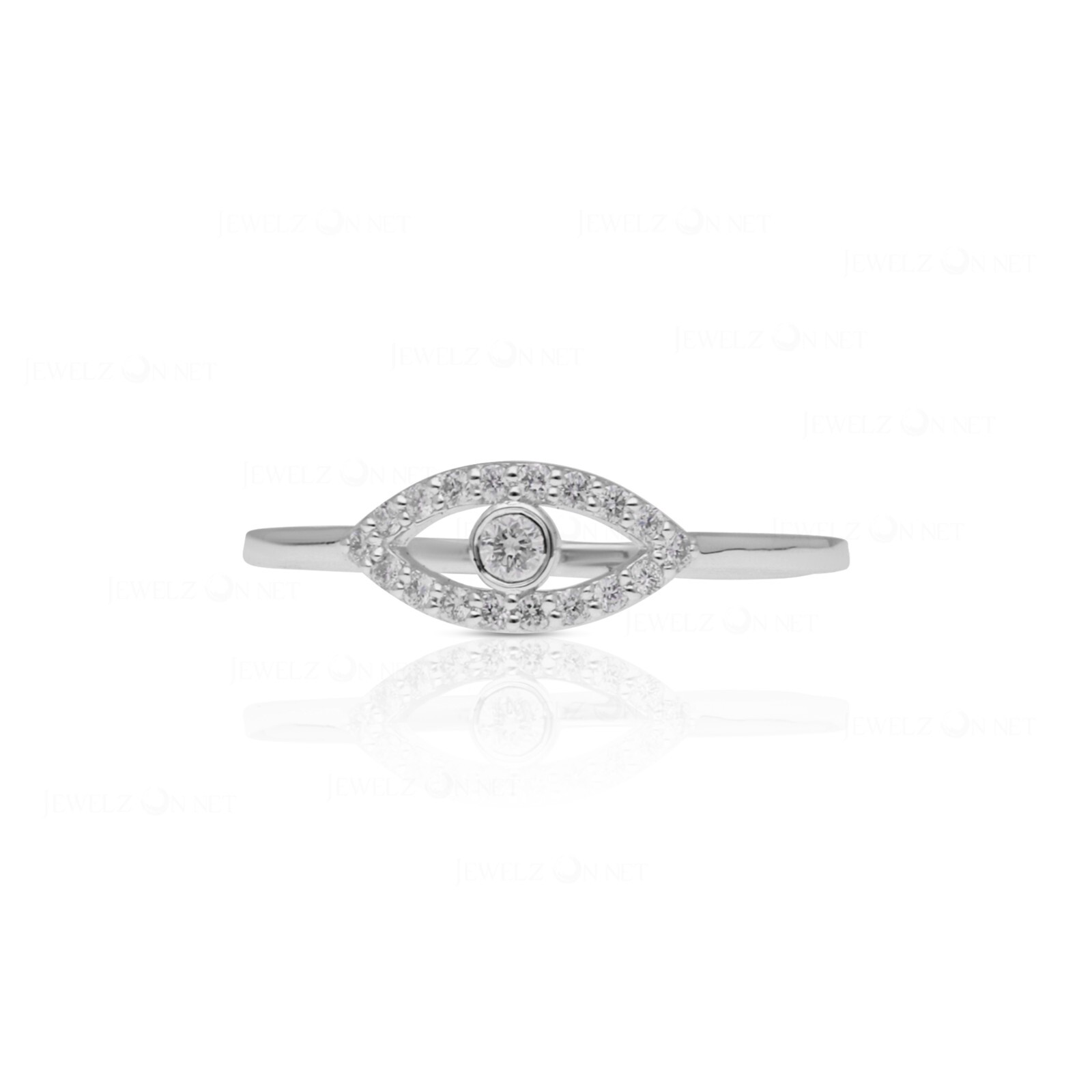 Pre-owned J.o.n 14k Yellow Gold Natural Pave Diamond Evil Eye Design Ring Fine Handmade Jewelry In White