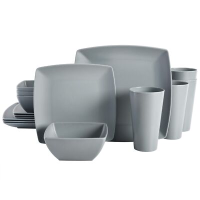 Gibson Home Soho Grayson Square Melamine Dinnerware Set, Service for Four (16...