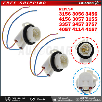 2x Socket 2 Wire Harness for 4157, 3157 Bulb Tail Side Running Light and Reverse