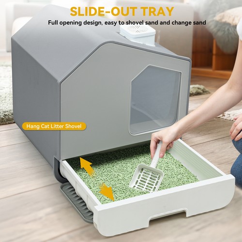 Extra Large Enclosed Cat Litter Box No Smell Pets Stain Resistant Anti