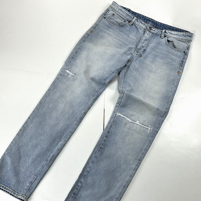 Ksubi Chitch Jeans sz 33x31 $220 Blue Light Wash Destroyed Denim Jeans