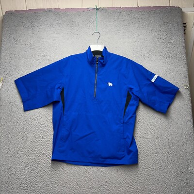 Footjoy DryJoys Hydrolite Windbreaker Mens Small Blue 1/4 Zip Short Sleeve Rain