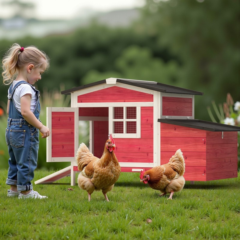 Wooden Chicken Coop Hen House Poultry Hutch Pet Cage w/