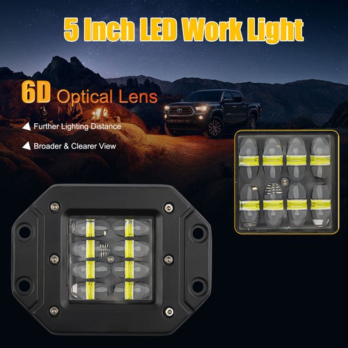 Pair 5" Flush Mount LED Work Light Bar Pods Spot Rear Bumper Reverse Fog Lamp