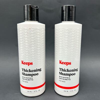 2 Keeps for Men Hair Thickening Shampoo 8oz Bottles Fuller Thicker Regrowth