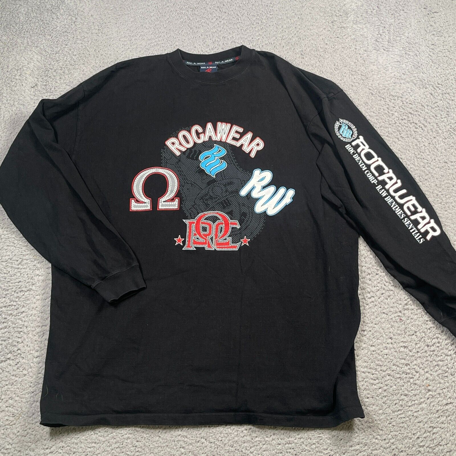 RocaWear Shirt Mens 3XL Long Sleeve Crewneck Graphic Print RocaWear Shirt Mens 3XL Long Sleeve Crewneck Graphic Print