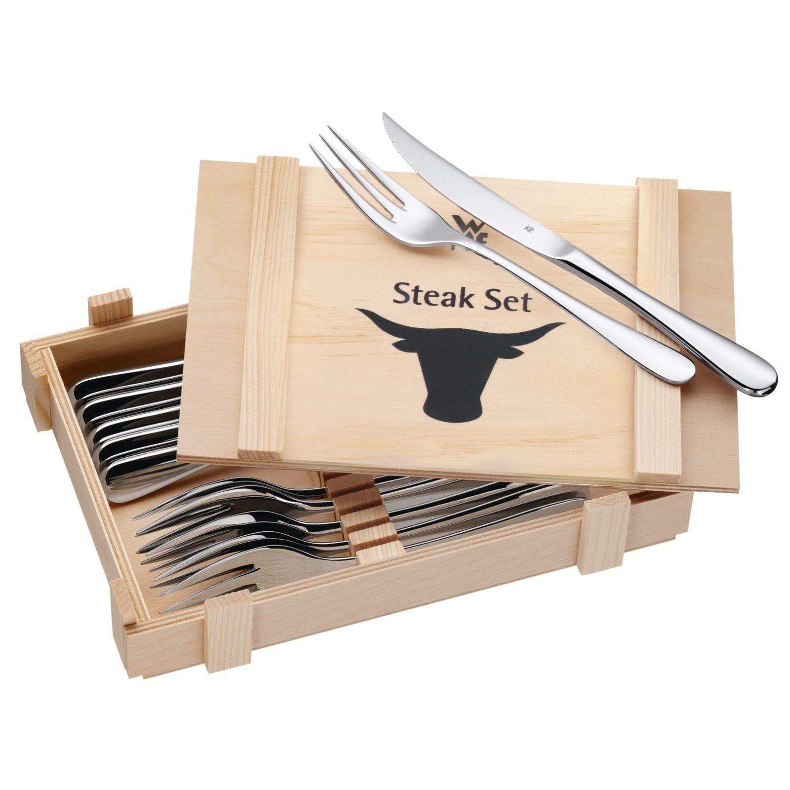 WMF Steakbesteck-Set 12-teilig mit Holzkiste