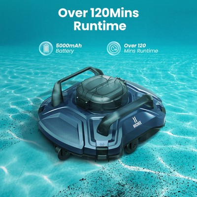 Cordless Robotic Pool Cleaner Vacuum Self-Parking Dual-Motor Strong Suction Blue