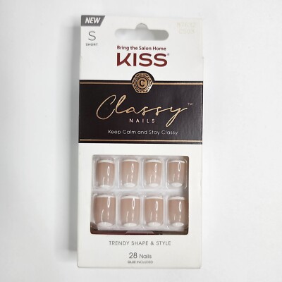 KISS Classy Nails Ready-To-Wear DIY Manicure, ''Simple Enough'', 28 Ct. Short