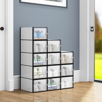 TAUS 12/18Pcs Shoe Box Storage Container Sneaker Cases Stackable Organizer
