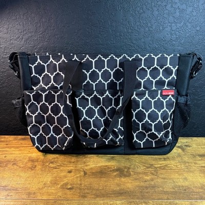Skip Hop Duo Signature Black White Polyester Diaper Bag Tote Unisex Large